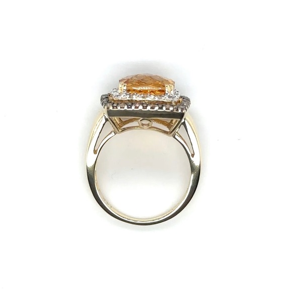 Le Vian 14k Yellow Gold Citrine & Diamond Halo Cocktail Ring - Picture 3 of 8